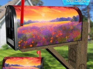 Pink Sunrise Decorative Rural Farm Mailbox Cover