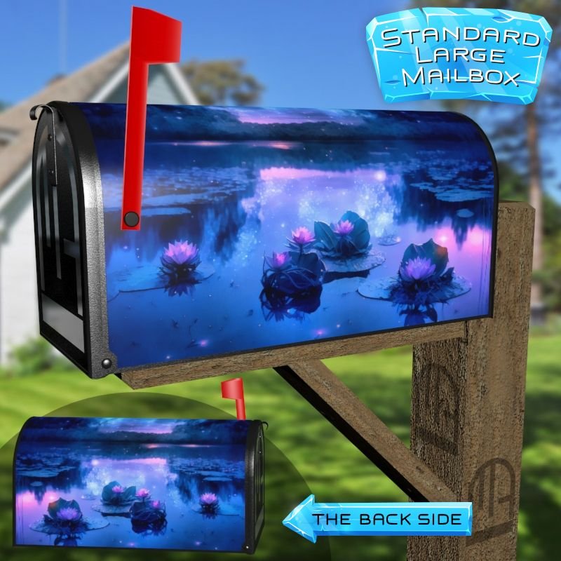 Summer Night Water Lilies Decorative Rural Farm Mailbox Cover