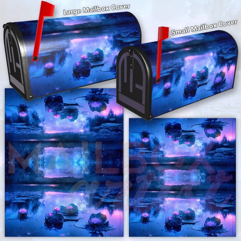 Summer Night Water Lilies Decorative Rural Farm Mailbox Cover - Image 3