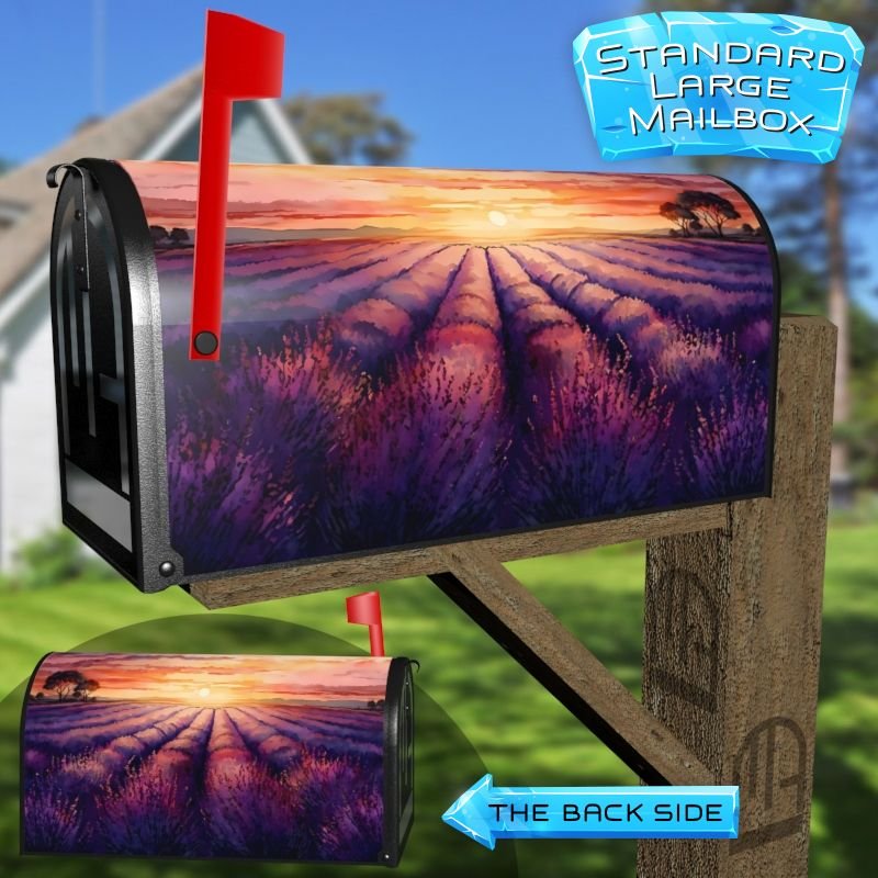 Summer Lavender Field #1 Decorative Rural Farm Mailbox Cover