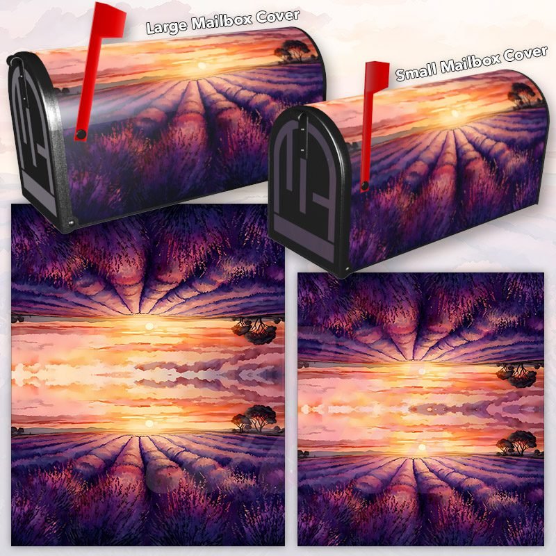 Summer Lavender Field #1 Decorative Rural Farm Mailbox Cover - Image 3
