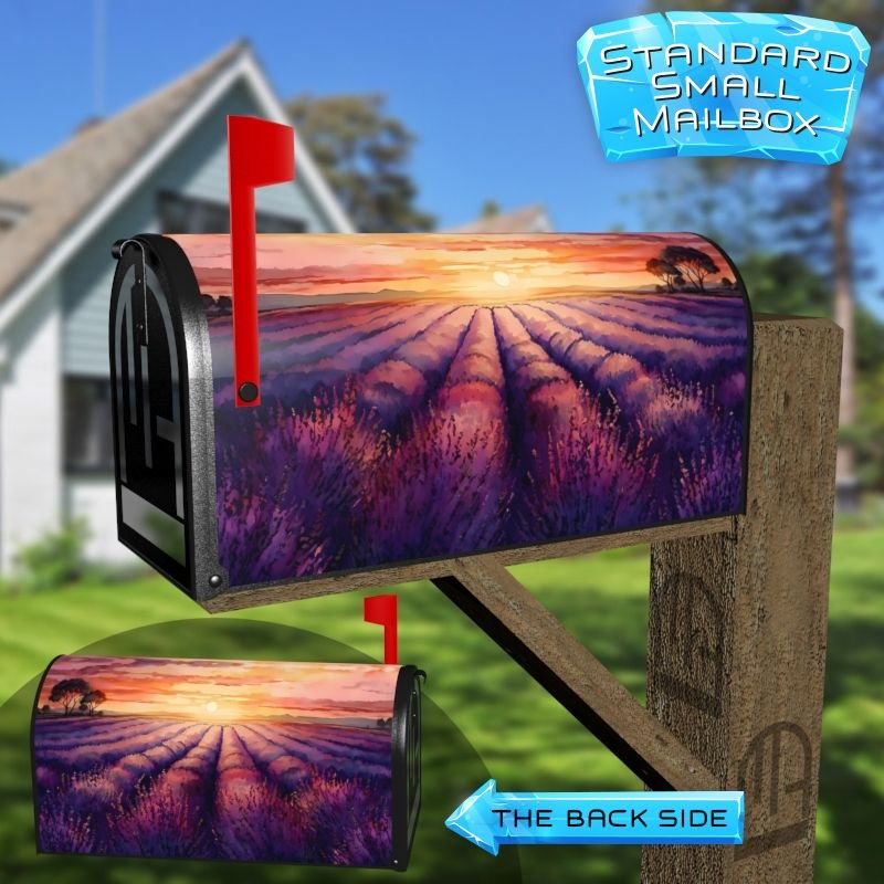 Summer Lavender Field #1 Decorative Rural Farm Mailbox Cover - Image 2