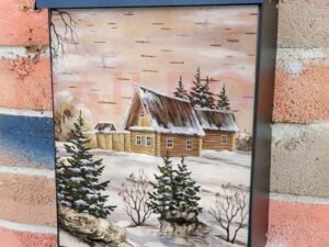 Snowy Winter Cottage  Colonial Mailbox Cover