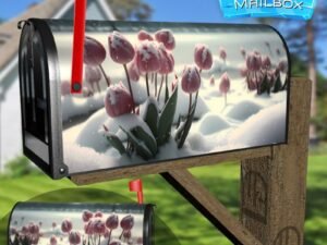 Tulips in the Snow Decorative Rural Farm Mailbox Cover