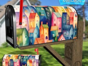 Cute Colorful Houses #2 Decorative Rural Farm Mailbox Cover