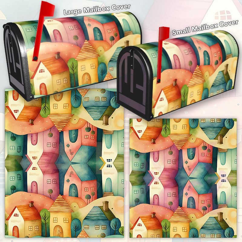 Cute Colorful Houses #3 Decorative Rural Farm Mailbox Cover - Image 3