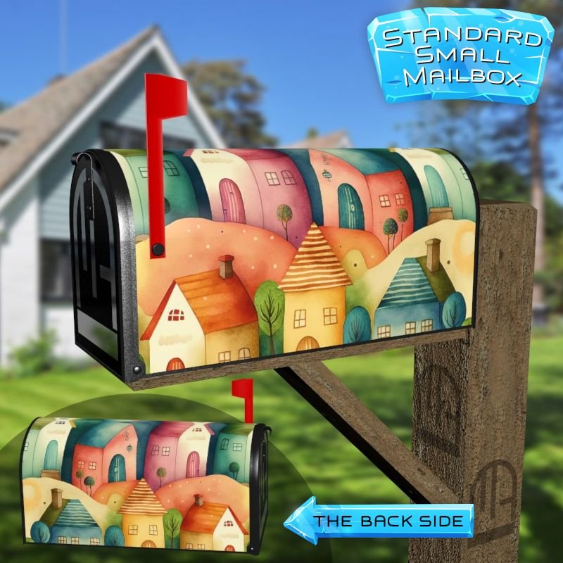 Cute Colorful Houses #3 Decorative Rural Farm Mailbox Cover - Image 2