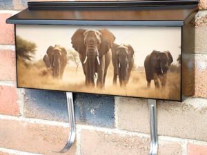 A Herd Of Elephants Walks In Africa Townhouse Mailbox Cover
