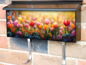 Springtime Colorful Tulips Townhouse Mailbox Cover