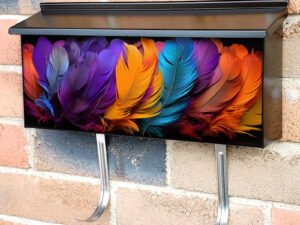 Colorful Feathers Townhouse Mailbox Cover