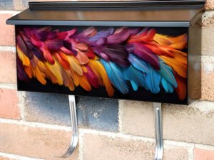 Multicolor Feathers Townhouse Mailbox Cover
