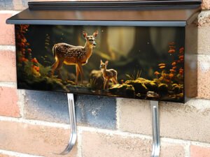 Deer And Fawn In The Forest Townhouse Mailbox Cover