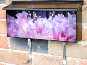 Purple Flower With Bokeh Lights Townhouse Mailbox Cover
