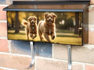 Joyful Dogs Running Towards The Camera Townhouse Mailbox Cover