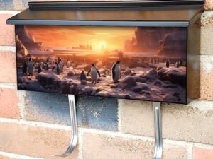 Penguin Colony On An Icy Beach Townhouse Mailbox Cover