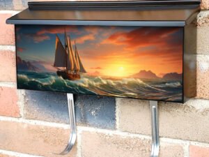 Ship During A Storm A Ship In The Ocean Townhouse Mailbox Cover