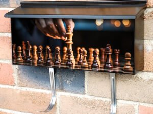 Businessman Control Chess Game Townhouse Mailbox Cover