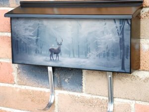 Snowy Trees Landscape With A Deer Townhouse Mailbox Cover
