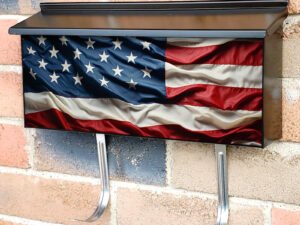 Closeup Of Rippled American Flag Townhouse Mailbox Cover
