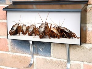 Cockroaches On A White Background Close Up Townhouse Mailbox Cover