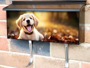 Dog With Autumn Field Townhouse Mailbox Cover