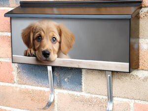 Dog Puppy On Wooden Fence Townhouse Mailbox Cover