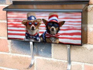 Dogs Celebrating American Independence Day 4Th Fourth Of July Townhouse Mailbox Cover