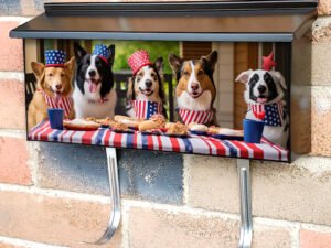 Dogs Having Fourth Of July Party Townhouse Mailbox Cover