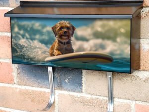 Surfing Dog Townhouse Mailbox Cover