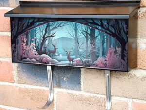 Fairy Tale Christmas Scene Winter Window Wonderland Paper Cut Out Townhouse Mailbox Cover