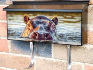 Hyppo Hippopotamus In Water Townhouse Mailbox Cover