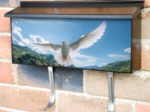 International Peace Day White Dove Flying Townhouse Mailbox Cover