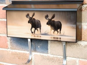 Canadian Winter Mooses On Frozen Lake Townhouse Mailbox Cover