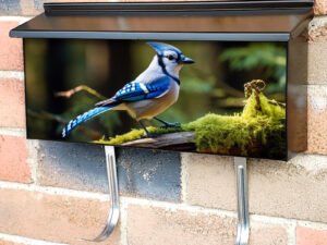 Blue Jay Standing On A Fallen Tree Branch Townhouse Mailbox Cover
