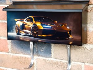 Fast Sport Car With Smoke Townhouse Mailbox Cover