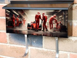 Red Formula Car At Tire Change Townhouse Mailbox Cover