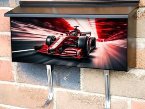 Red Formula Car Racing Townhouse Mailbox Cover