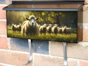 Sheep On Grassy Field Townhouse Mailbox Cover