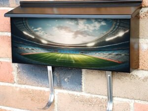 Soccer Or Football Stadium With Green Field Townhouse Mailbox Cover