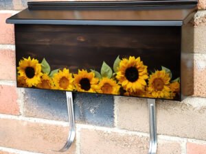 Sunflowers On Wood Townhouse Mailbox Cover