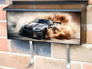 The Car Is Drifting On Dusty Road Townhouse Mailbox Cover