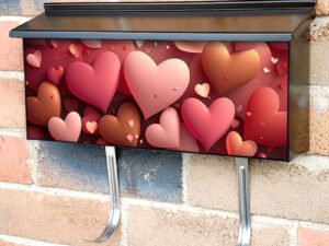 Valentines Day Background With Hearts Townhouse Mailbox Cover