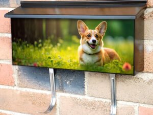 Welsh Corgi Dog On Grass Scene Townhouse Mailbox Cover