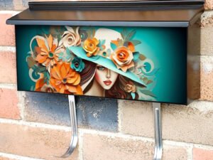 Woman With A Hat And Paper Flowers Townhouse Mailbox Cover