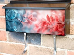 Green Blue Flowery Scene Townhouse Mailbox Cover