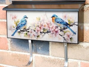 Romantic Bird Couple Sitting On Tree Branch 5 Townhouse Mailbox Cover