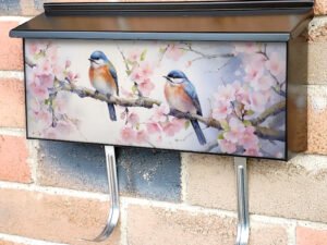 Romantic Bird Couple Sitting On Tree Branch 6 Townhouse Mailbox Cover