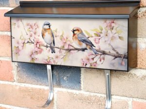 Romantic Bird Couple Sitting On Tree Branch 8 Townhouse Mailbox Cover