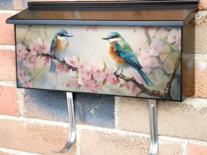 Romantic Bird Couple Sitting On Tree Branch 9 Townhouse Mailbox Cover