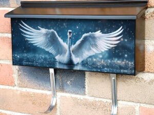 Swan In Rain Townhouse Mailbox Cover